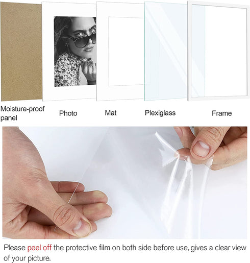 HappyHapi 12x16 Picture Frame White, Composite Wood Frames Display 8.5x11 with Mat or 12x16 without Mat, Home Decorations for Photos, Paintings, Posters, Diplomas