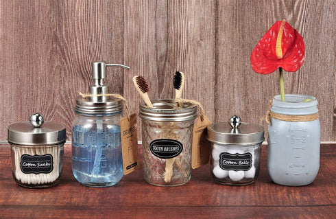 Amolliar Mason Jar Liquid Soap Dispenser Lids - 304 Stainless Steel Pumps & Lids for 16oz Regular Mouth Mason Jar-Rustic/Farmhouse Decor, for Hand Soap,Dish Soap, Lotions/Brushed Nickel-6 Pack