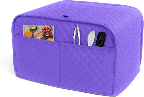LUXJA 4 Slice Toaster Cover (12.5 x 10 x 8 inches), Toaster Cover with 2 Pockets (Fits for Most Major 4 Slice Toasters), Purple (Quilted Fabric)
