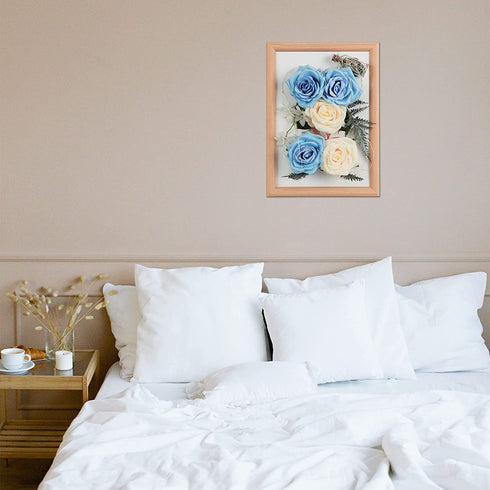 FUNHOKO Artificial Flowers Wall Art for Home Decor with LED Lights Hanging on Photo Frame.Modern Indoor Home Decoration for Both Table and Wall in Living Room,Bedroom,Bathroom, Kitchen.House Decor L11?xW4.3?xH1.2?(HOM02)