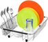 iPEGTOP Expandable Dish Drying Rack with Rustproof Stainless Steel Utensil Cutlery Holder, Over Sink Dish Rack Basket Shelf, Dish Drainer in Sink or On Counter