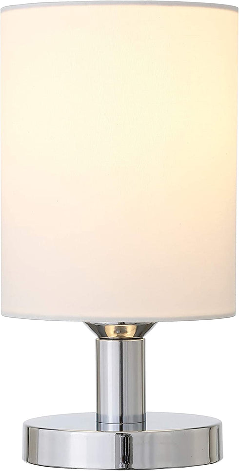 Amazon Basics Round Metal Base Table Lamp with LED Bulb - 5.5" x 5.5" x 10.5", Brushed Nickel