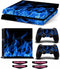 Decal Skin for Ps4, Whole Body Vinyl Sticker Cover for Playstation 4 Console and Controller (Include 4pcs Light Bar Stickers) (PS4, hot fire Blue)