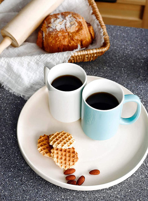 Sweese 608.001 Porcelain Mugs Set, 15 Ounce Large Handle Mugs, Set of 6, White