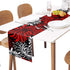 Floral Table Runner-Red Black White Cotton linen-Long 90 inche Dresser Scarves,Flower Tablerunner for Kitchen Coffee/Dining Table Bedroom Home Living Room,Scarf Decor for Summer Spring Holiday Dinner