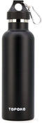 TOPOKO Colored Non-Rusty Stainless Steel Vacuum Water Bottle Double Wall Insulated Thermos, Sports Hike Travel, Leak Proof, BPA Free, 25 oz, Grey (Black)