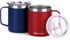 SUNWILL 14 oz Coffee Mug Set, Vacuum Insulated Camping Mug with Lid, Double Wall Stainless Steel Travel Tumbler, Coffee Cup Outdoor, Powder Coated Navy Blue & Wine Red 2 Pack
