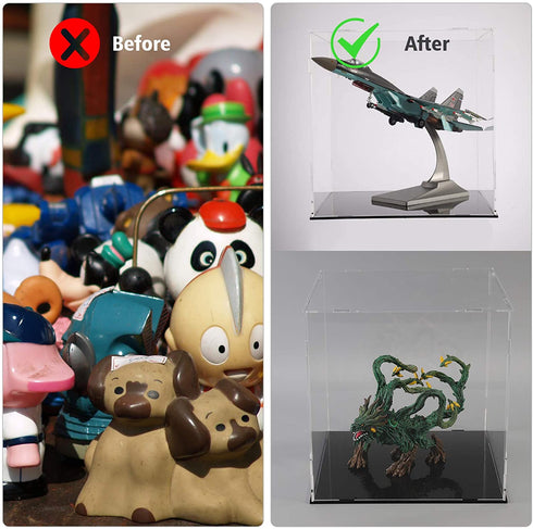A+ DESIGN Clear Acrylic Display Case Assemble Collectibles Box Alternative Glass Case for Display Action Figures Home Storage & Organizing Toys (3x3x3 inch; 7.5x7.5x7.5 cm)