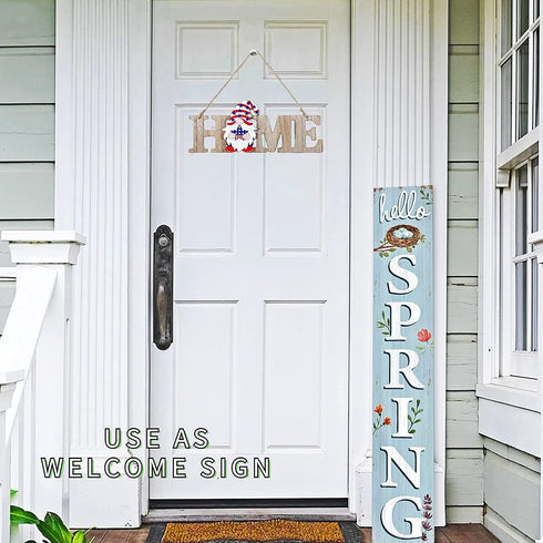 LittleFox 3D Gnome Interchangeable Seasonal Welcome Sign (Upgrade Designed) DIY with 8pcs Detachable Magnet Holiday Icons, Great for Rustic Farmhouse Decor or Housewarming Gift.