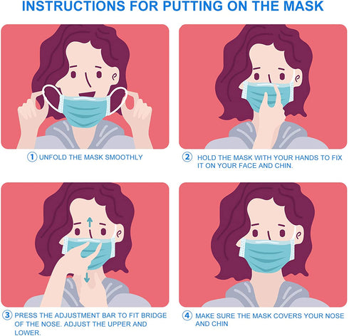 BLScode Disposable Kids Face Protective Masks, (50pcs/100pcs) 3-Layer Facial Cover Masks with Elastic Ear Loops