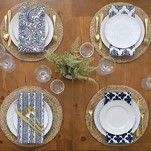 4 Pack Round Woven Placemats, Braided Tablemats Natural Jute Handmade Woven Placemats Heat Resistant Non-Slip Potholder for Dining Table (11.8 inch )