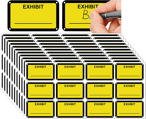 Legal Exhibit Stickers 1.65 X 1 Inches Fluorescent Exhibit Labels - Yellow Color-Coded Exhibit Labels Blank File Folder Labels Tabs for Offices Courts Legal Documents Report Dividers 300 Pcs