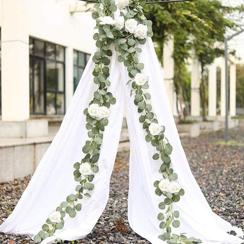 CEWOR 3 Packs Artificial Eucalyptus Garland Greenery Silk Eucalyptus Leaves Vines Faux Silver Dollar Eucalyptus Plants for Wedding Party Home Decoration