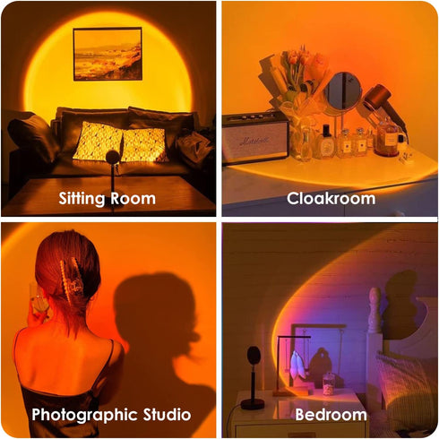 Sunset Light Rainbow Projection Lamp, LED 90 Degree Night Light, Network Red Light with USB Modern Floor Stand Night Light Living Room Bedroom Decor