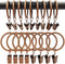 AMZSEVEN 100 PCS Metal Curtain Rings with Clips, Decorative Window Curtain Hangers Drapery Ring with Hooks Clip, 1.5 Inch Interior Diameter Eyelets, Antique Copper
