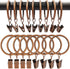 AMZSEVEN 100 PCS Metal Curtain Rings with Clips, Decorative Window Curtain Hangers Drapery Ring with Hooks Clip, 1.5 Inch Interior Diameter Eyelets, Antique Copper