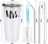 Cpskup Mrs and Mrs Travel Tumbler Set, Lesbian Couple Gifts for Women, Engagement Wedding Valentine™s Day LGBT Gifts for Girlfriend Wife Fiancée, 20 Oz Stainless Steel Travel Tumbler with Lids, White