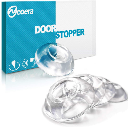 Neoera Door Stopper Wall Protector (Clear, 10pack)-Quiet, Shock Absorbent Gel - Adhesive Reusable Bumper Protector, Wall Shield & Silencer for Door Handle, Soft Rubber Round Door Stop 2