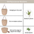 JS HOME 2 Pack Jute Hanging Baskets with Leather Handle, Decorative Wall Basket for Plants and Flowers, Small Woven Fern Wall Hanging Basket, Hanging Baskets for Organizing, Jute, 8" x 7''