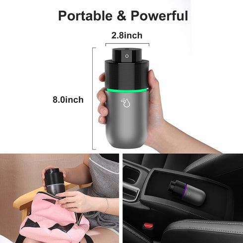 Vyaime Car Diffuser Car Humidifier, USB Essential Oil Diffusers 7 Colors LED Lights 200mL Big Capacity Aromatherapy Diffuser(Black-Grey)