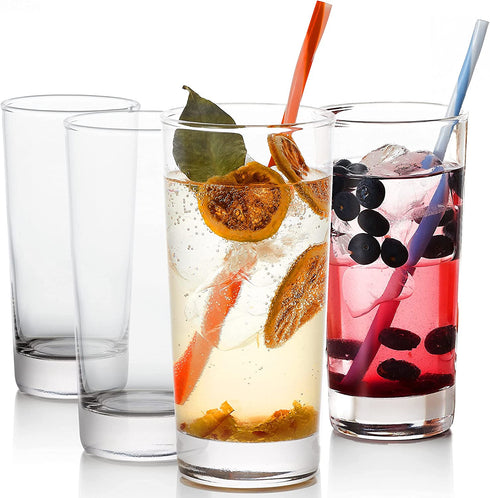 GoodGlassware Highball Glasses (Set of 4) 13.5 oz - Tall Drinking Glass with Heavy Base - for Water, Juice, Cocktails, and Beverages - Dishwasher Safe, Perfect for Kitchen & Bar