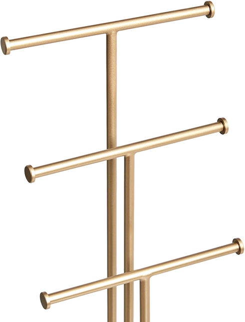 Amazon Basics Four-Tier Jewelry Tree Stand - White/Brass
