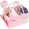 Diaper Caddy Organizer, Baby Basket Nursery Storage Bin with Dustproof Cover for Changing Table, Large Portable Car Organizer for Wipes, Bottle, Diapers, Shower, Newborn Girl & Boy Gifts, Pink