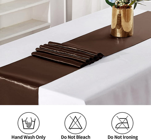 yourose 1 Pack Satin Table Runners 12 x 108 inch for Wedding Banquet Decoration, Bright Silk and Smooth Fabric Party Table Runner ?Chocolate?1 Piece?