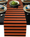 Orange and Black Stripes Cotton and Linen Table Runners 18x72in, Table Cover Dresser Ethnic Halloween Washable Table Decor for Kitchen Party Wedding Gathering