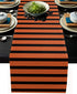 Orange and Black Stripes Cotton and Linen Table Runners 18x72in, Table Cover Dresser Ethnic Halloween Washable Table Decor for Kitchen Party Wedding Gathering