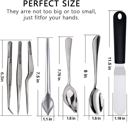 Tangoowal High Quality Culinary Specialty Tools,Professional Chef Plating Kit, 7 Piece, Stainless Steel