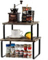 J JACKCUBE DESIGN Kitchen Cabinet Shelf Set of 2, Stackable, Expandable Metal and Rustic Wood Pantry Organizer Storage, Cupboard for Dishes, Spice Jars, Coffee Mug -MK617A