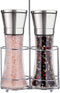 Professional Stainless Steel Salt and Pepper Grinder Set with Stand Manual Spice Adjustable Coarseness with Five Grinding Level Pepper Mill Grinders Shakers Gift Set with Silicone Funnel (Pack of 2)