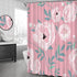 Pink Flower Plant Shower Curtain Green Leaves Minimalist Aesthetic Floral Bath Curtain Modern Cute Waterproof Fabric Bathroom Decor Curtains 72x72 Inches