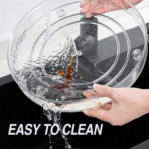 Lazy Susan Turnable Cabinet Organizer, Multifunctional 2 Tier 360 Rotating Clear Cabinet Organizer Large Spinning Spice Containers Cosmetic Can Organizers for Kitchen Pantry Bathroom