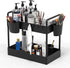 Warmodern Under Sink Organizer, 2 Tier Bathroom Organizer Under Sink, Kitchen Cabinet Organizers Baskets with 4Hooks,2 Handles and 2 Hanging Cups, Multifunction Under Sink Storage for Bathroom Kitchen