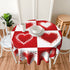 Tablecloth 60 inches Valentine's Day Love Heart Red Waterproof Washable Round Table Cloth Cover for Dining Room Kitchen Decoration