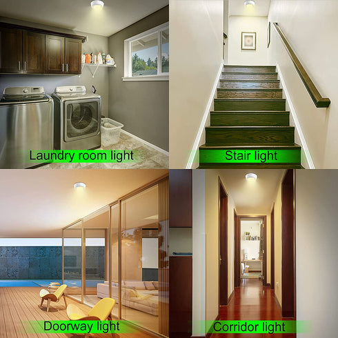 Motion Sensor Shower Light Battery Operated, Warm White Wireless Ceiling Light Fixture, Sensor ON/Off Indoor Battery Overhead Light for Pantry Bathroom Closet Hallway- 5.6 Inch