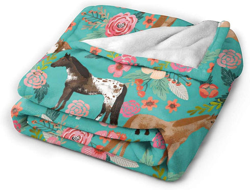 Multi Theme Blanket Size Lightweight Super Soft Comfortable Luxury Bed Blanket Microfiber(Flower Horse 40"x50")