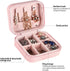 EEEKit 2 Pack Travel Jewelry Organizer Case, Portable Small Double Layer Jewelry Box for Traveling, PU Leather Jewelry Storage Boxes for Earrings Necklace Ring Bracelet Watch Bangle Display (Pink)