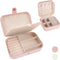 EEEKit 2 Pack Travel Jewelry Organizer Case, Portable Small Double Layer Jewelry Box for Traveling, PU Leather Jewelry Storage Boxes for Earrings Necklace Ring Bracelet Watch Bangle Display (Pink)