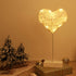 Lewondr Table Lamp, Battery Powered Heart Shape Ramadan Light Desk Lamp LED Christmas Decorative Lamp Winding Iron Frame Plastic Base Warm White Bright Light Home Bedroom Romantic Decoration - White