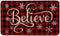 Artoid Mode Buffalo Plaid Snowflake Believe Decorative Doormat, Seasonal Winter Christmas Holiday Low-Profile Floor Mat Switch Mat for Indoor Outdoor 17 x 29 Inch