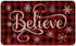 Artoid Mode Buffalo Plaid Snowflake Believe Decorative Doormat, Seasonal Winter Christmas Holiday Low-Profile Floor Mat Switch Mat for Indoor Outdoor 17 x 29 Inch