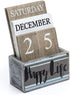 Gaobei Perpetual Calendar Wooden Calendar Blocks Vintage Wood Block Calendar for Home Office Desk Accessories Week Month Date Display (Happy Life)