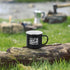 Enamel Camping Coffee Mug "Might Be Moonshine" Large Tin Cup, 15 Ounce (Midnight Black)
