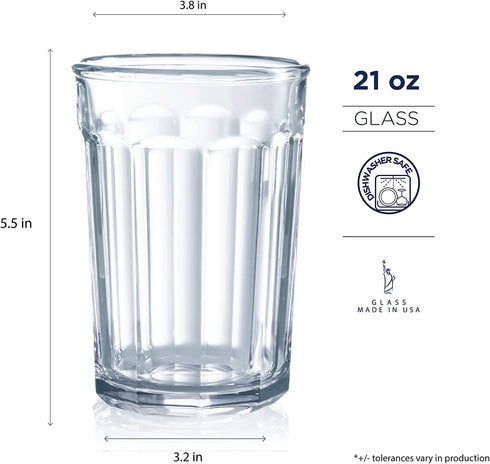 Luminarc Working 21-Ounce Storage Jar/Cooler with Lids, Set of 4 Tumbler Glasses, Clear