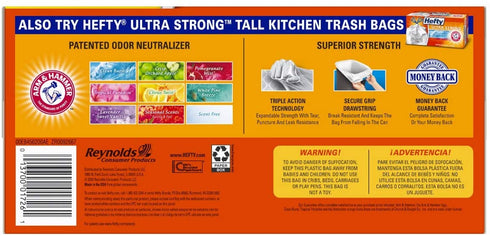 Hefty Strong Tall Kitchen Trash Bags, Unscented, 13 Gallon, 120 Count