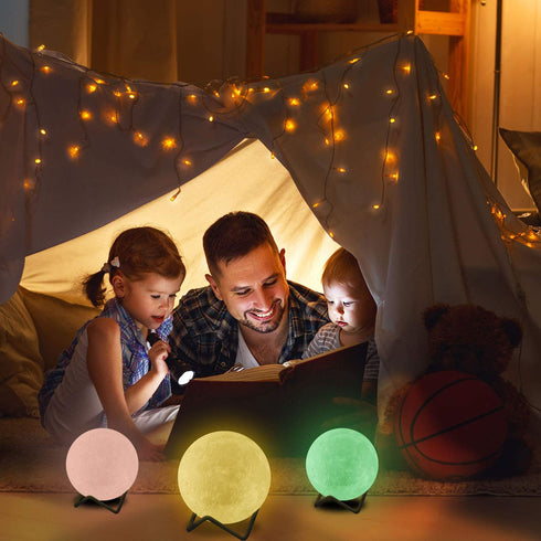 3.15" Moon Lamp for Kids, Nursery Night Light with Metal Stand, Valentine's Day Gift, Timer Remote Control, 16 Colors 5 Brightness.