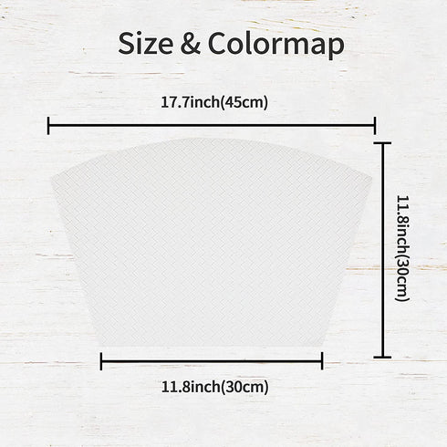 Homaxy Faux Leather Strip Woven Round Table Placemats, Set of 4 Heat Insulation Stain Resistant Non-Slip Table Mats for Kitchen Table, Washable Wipe Clean Fan Shape Wedge Place Mats, White